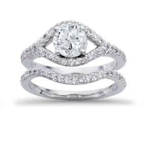 1.25ct White Gold Diamond Engagement Ring Set 14K