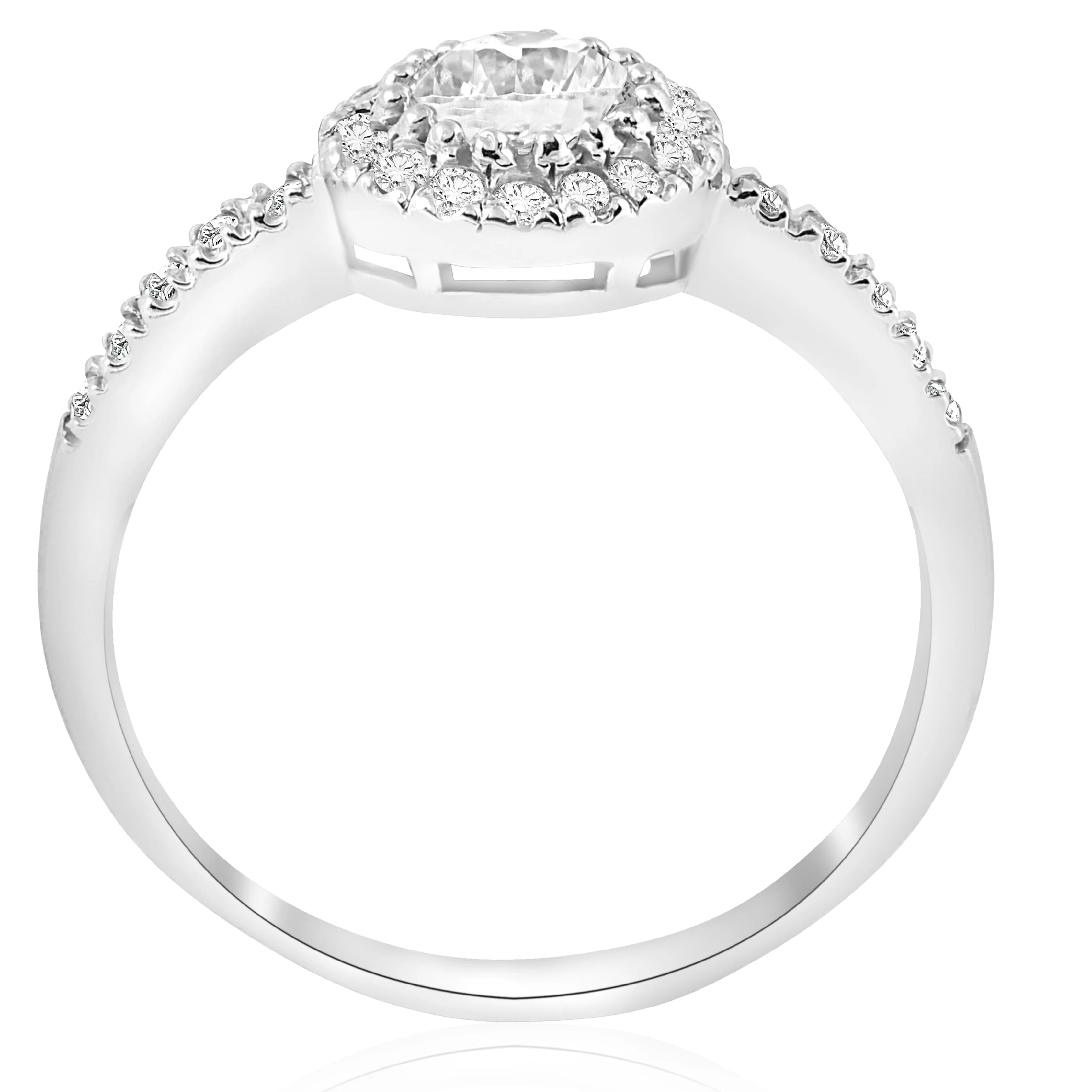 1.35ct Diamond Halo Engagement Ring 14k White Gold