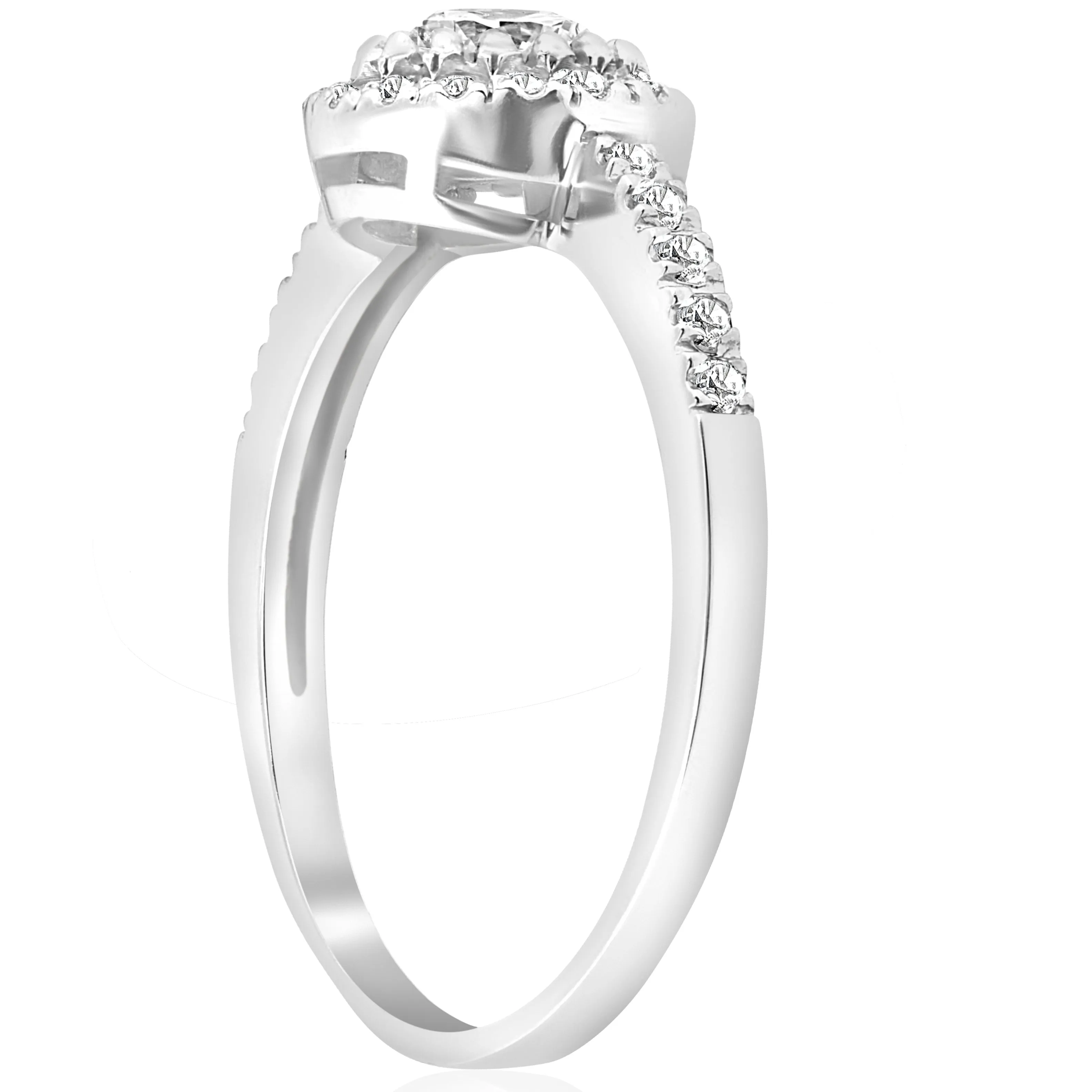 1.35ct Diamond Halo Engagement Ring 14k White Gold