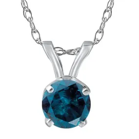 1.5 carat Blue Diamond Solitaire Pendant in 14K White Gold