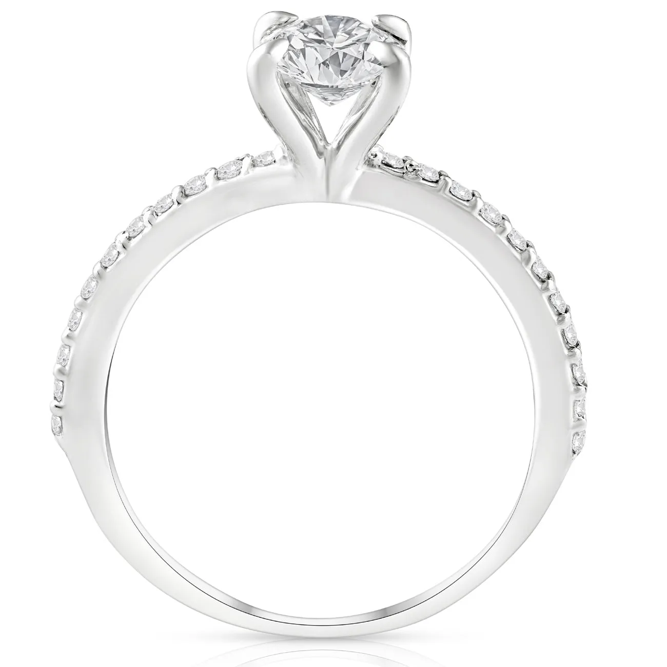 1.5 Carat Diamond and Oval Moissanite Engagement Ring in 10k White Gold