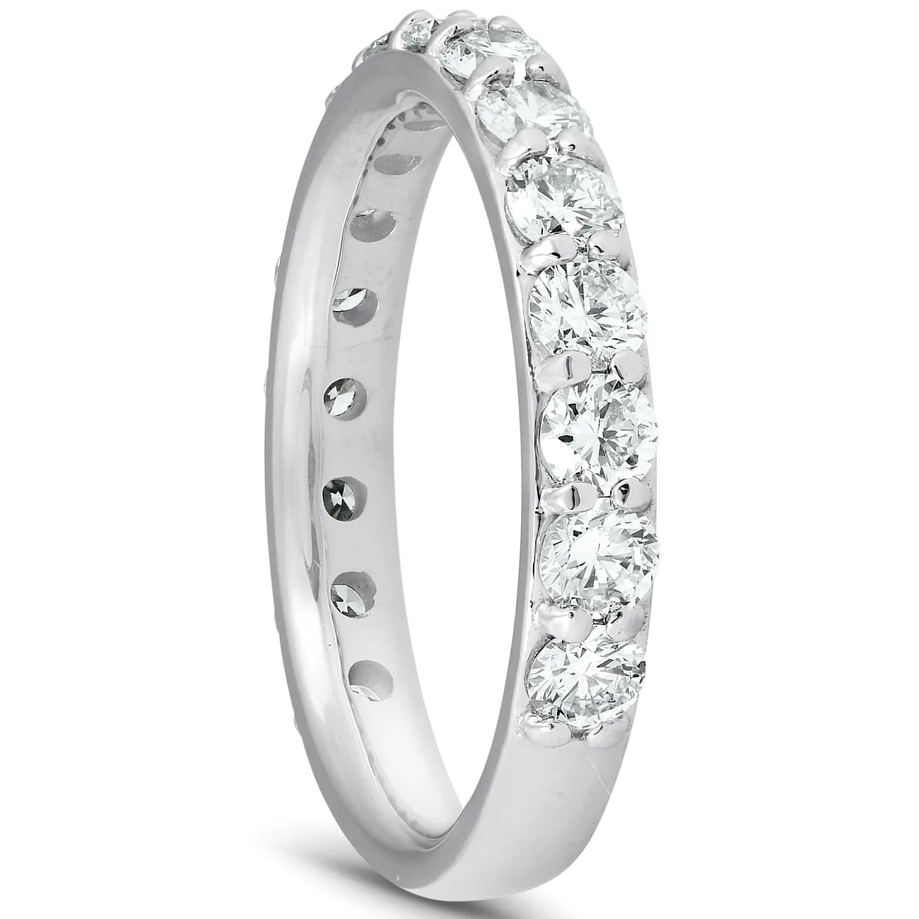 1.5 Carat Diamond Wedding Ring - 14k White Gold Stackable Anniversary Band