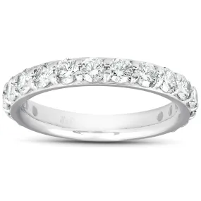 1.5 Carat Diamond Wedding Ring - 14k White Gold Stackable Anniversary Band