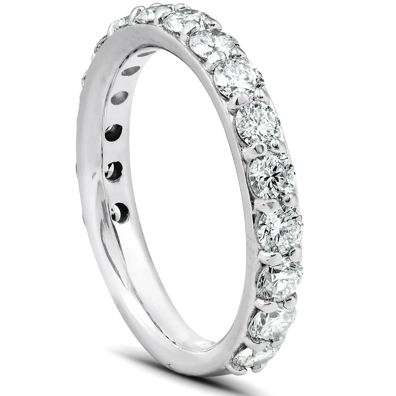 1.5 Carat Diamond Wedding Ring - 14k White Gold Stackable Anniversary Band