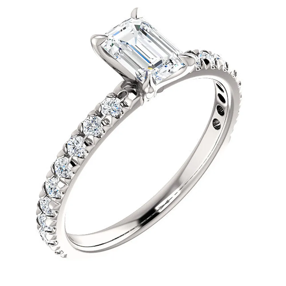 1.5 Ct Emerald Cut Diamond Engagement Ring in 14k White Gold