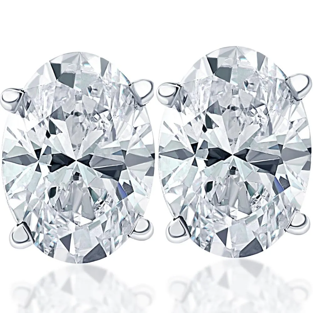 1.5 Ct Lab-Created Oval Diamond Studs in White Gold Earrings