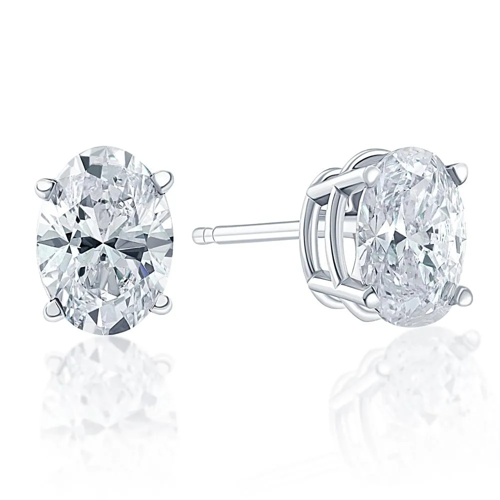 1.5 Ct Lab-Created Oval Diamond Studs in White Gold Earrings