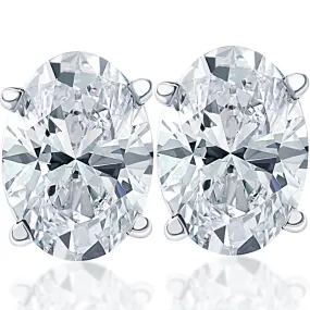 1.5 Ct Lab-Created Oval Diamond Studs in White Gold Earrings