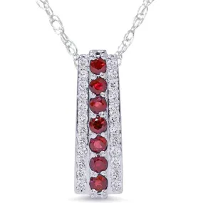 1.5ct Ruby and Diamond Pendant in 14KT White Gold, 1 inch Tall