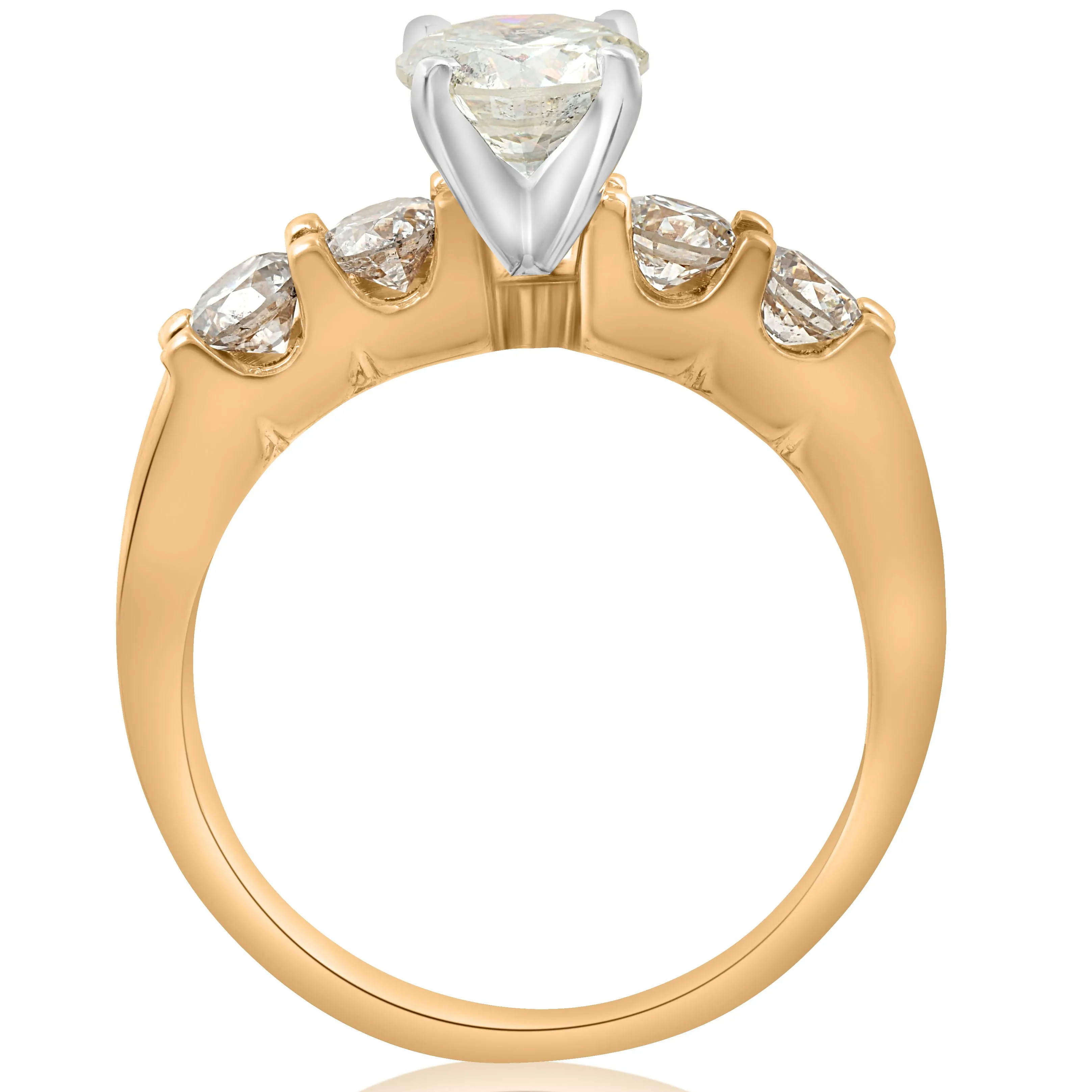 1.75 carat Diamond Engagement Ring in 14k Yellow Gold with U Prong setting and Round Cut