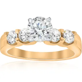 1.75 carat Diamond Engagement Ring in 14k Yellow Gold with U Prong setting and Round Cut