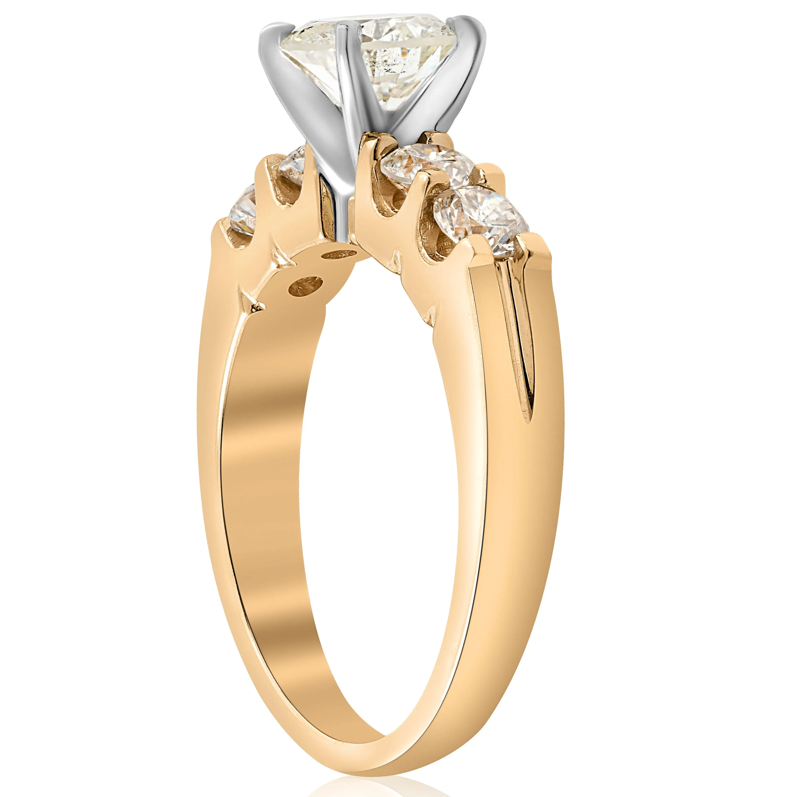 1.75 carat Diamond Engagement Ring in 14k Yellow Gold with U Prong setting and Round Cut