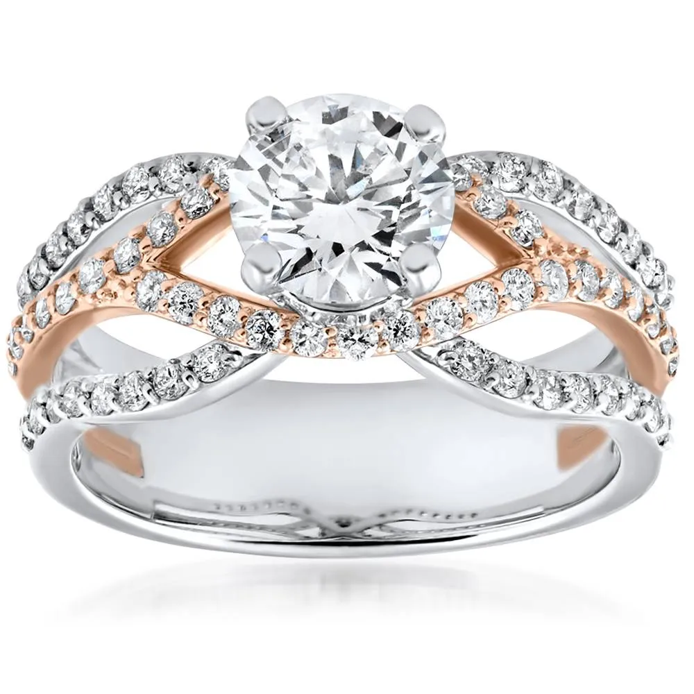 1.75 carat Diamond Multi Row With 1 carat Center Engagement Ring in 14k Rose Gold Upgraded