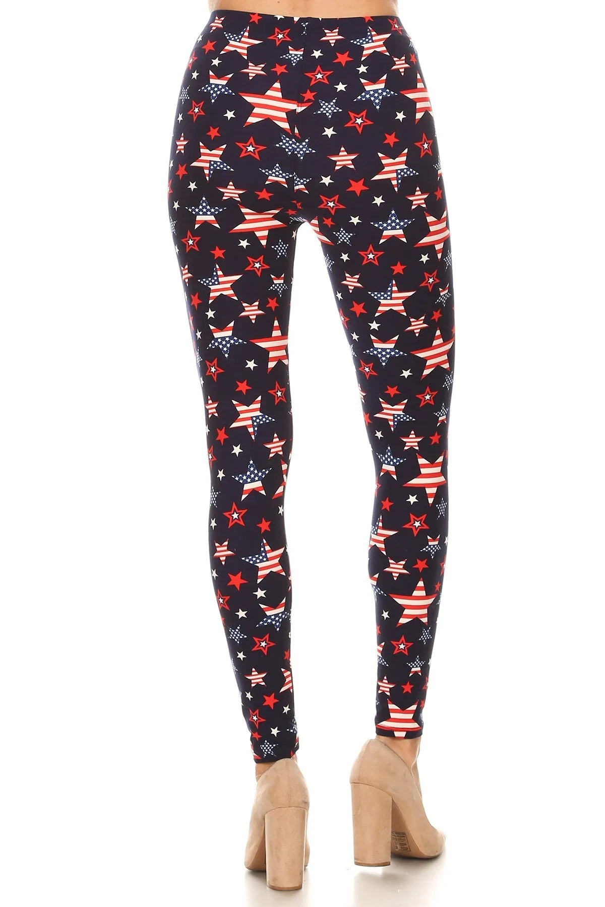 3X 5X Women's Stars & Stripes American Flag Print Leggings