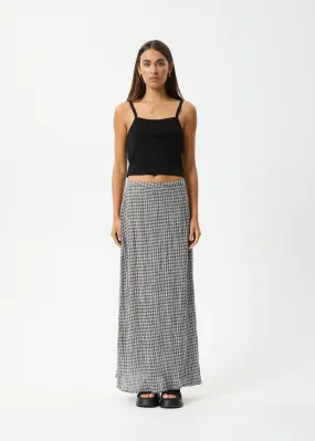 AFENDS Asta Hemp Seersucker Check Maxi Skirt - Steel Check - Women's.