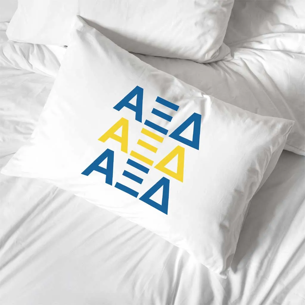 Alpha Xi Delta Sorority Pillowcase in Letters and Colors.