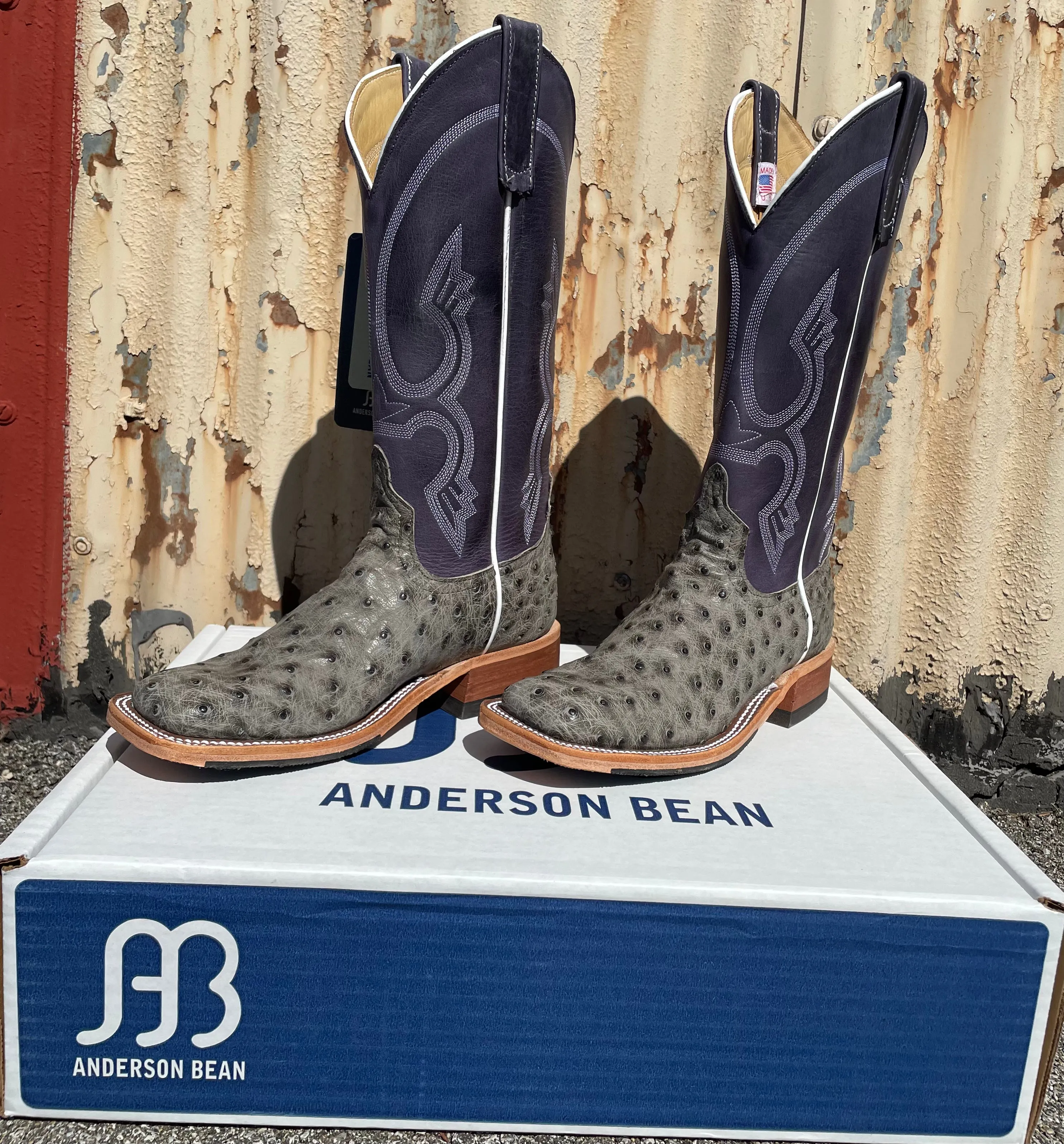 Anderson Bean Women's Bruciato Ostrich & Purple Barcelona Top Boot