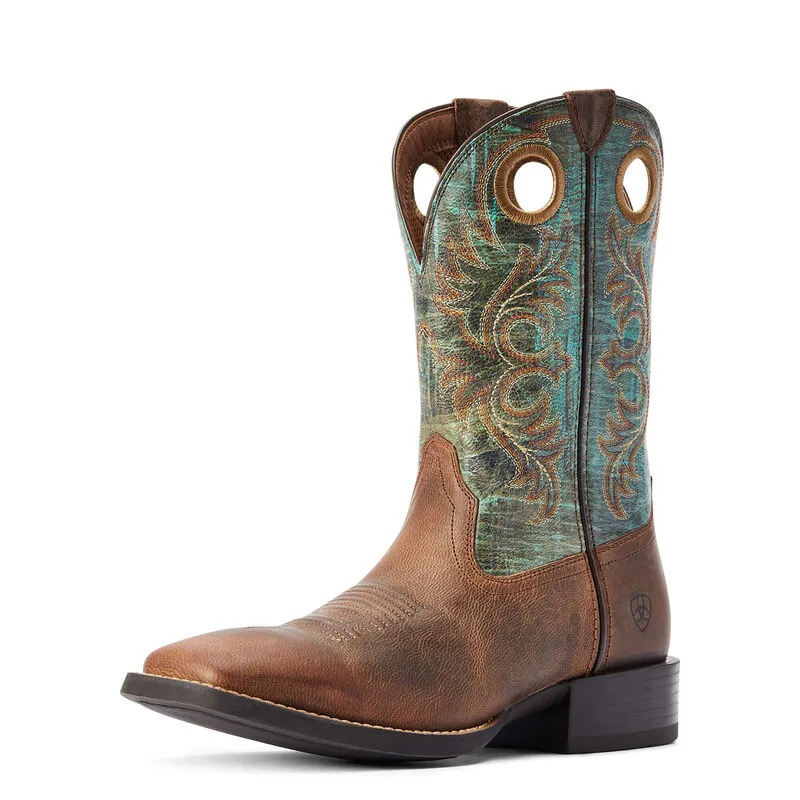 Ariat Men's 11 Sport Rodeo Square Toe Western Boot - Brown/Turquoise