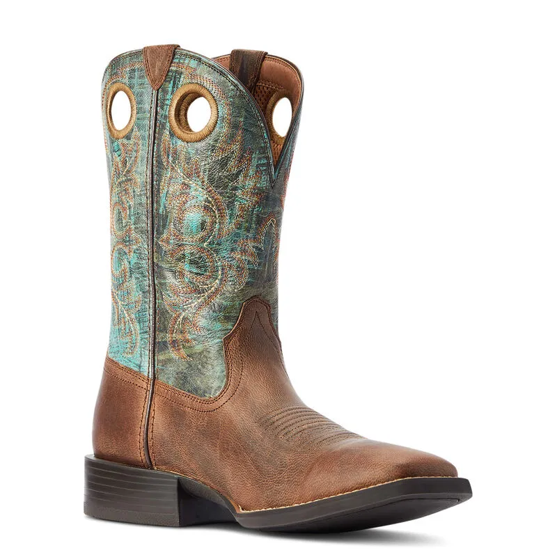 Ariat Men's 11 Sport Rodeo Square Toe Western Boot - Brown/Turquoise