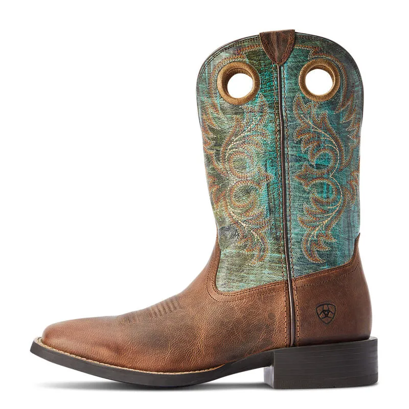 Ariat Men's 11 Sport Rodeo Square Toe Western Boot - Brown/Turquoise