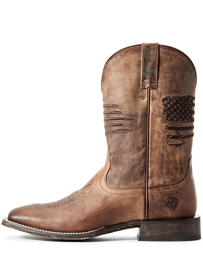 Ariat Men's Circuit Patriot Embroidery Flag Western Boot Tan