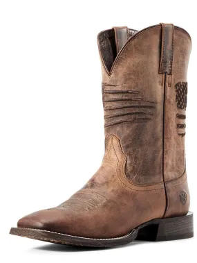 Ariat Men's Circuit Patriot Embroidery Flag Western Boot Tan