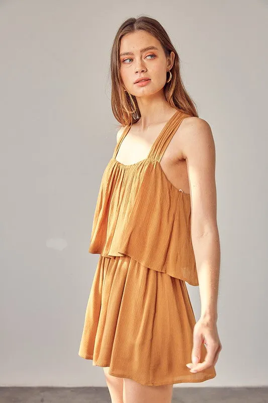 beach romper with shirring detail