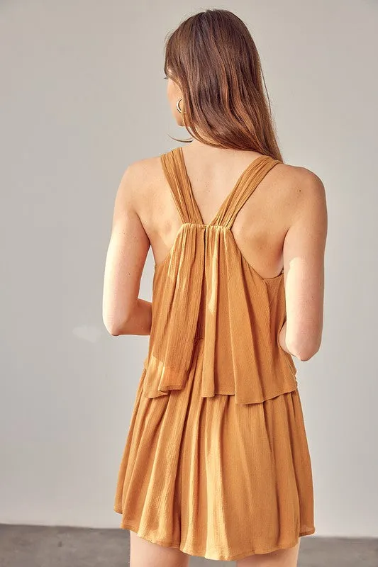 beach romper with shirring detail