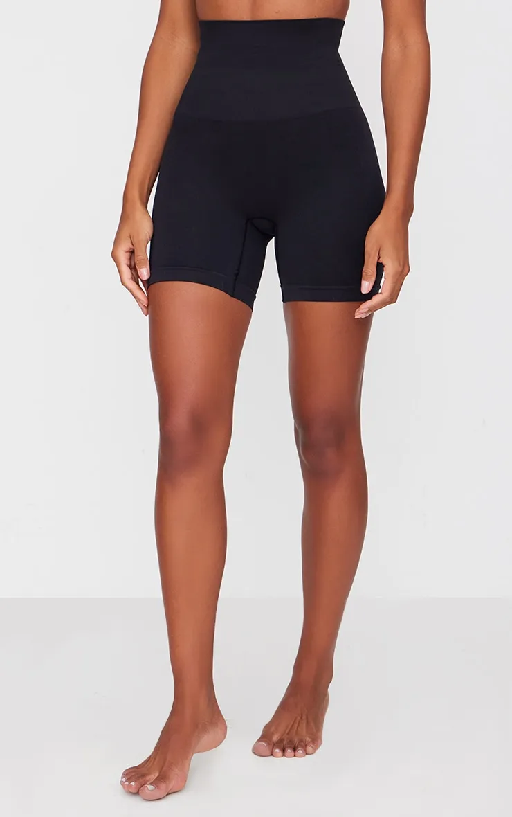 Black High Waist Control Shorts