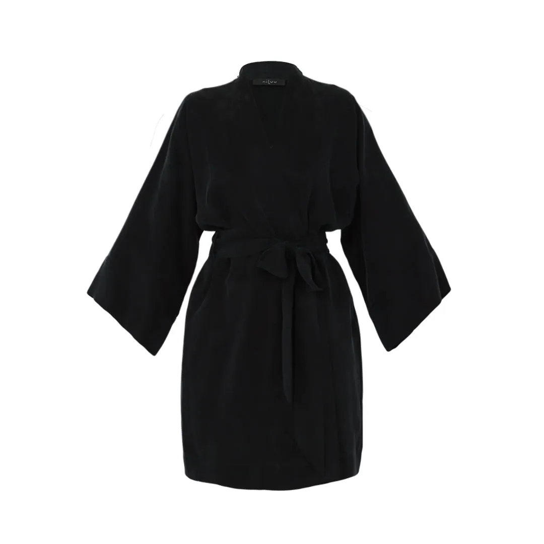 Black Mini Kimono Robe.