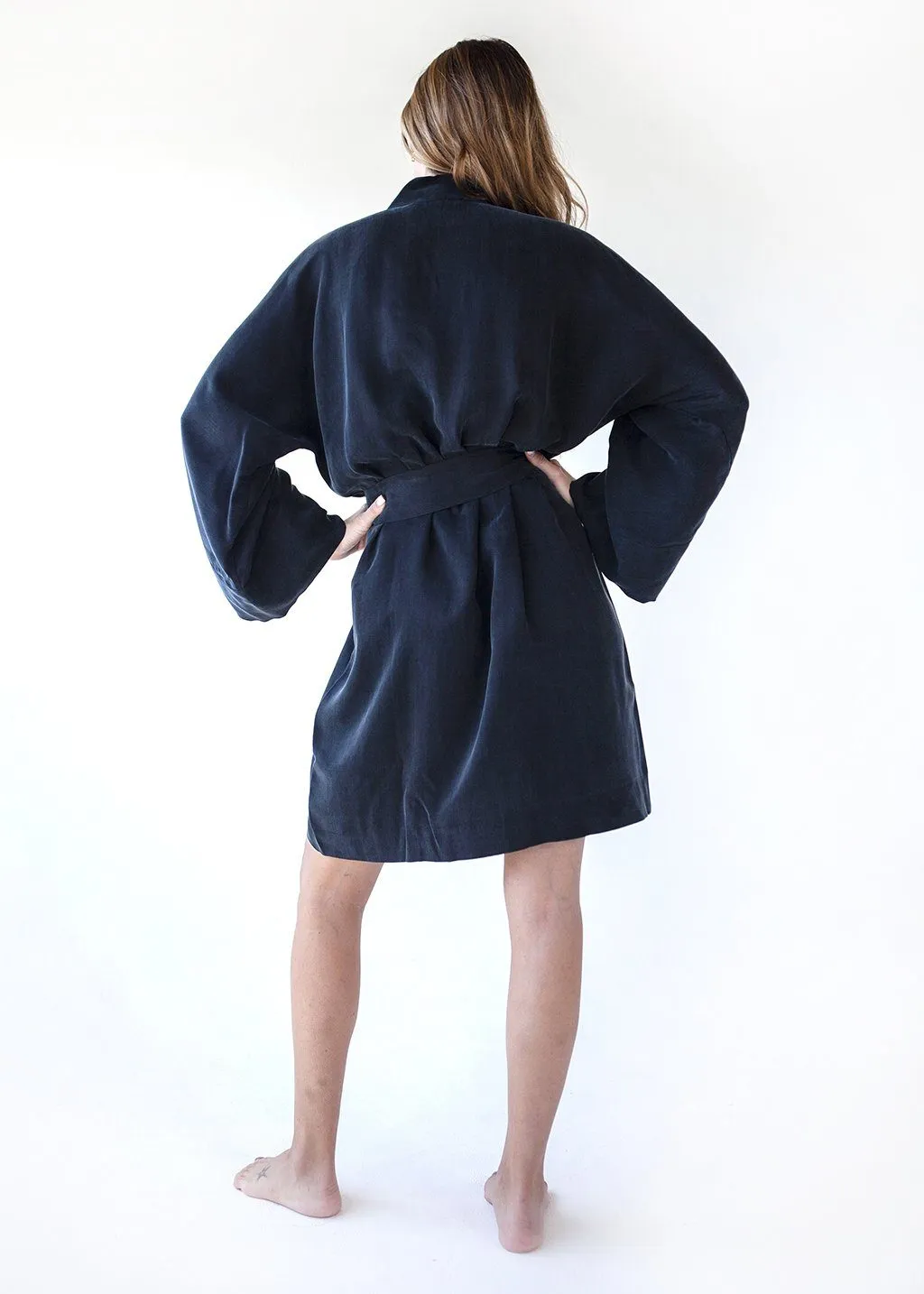 Black Mini Kimono Robe.