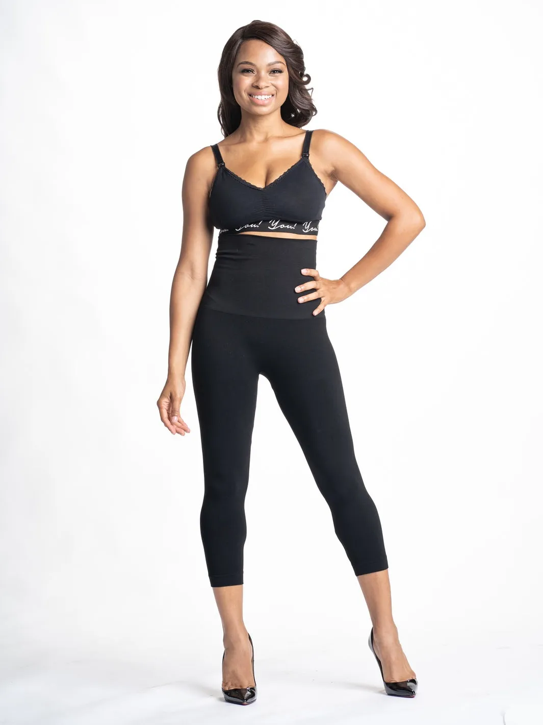 Black Snapback Postpartum Crop Leggings