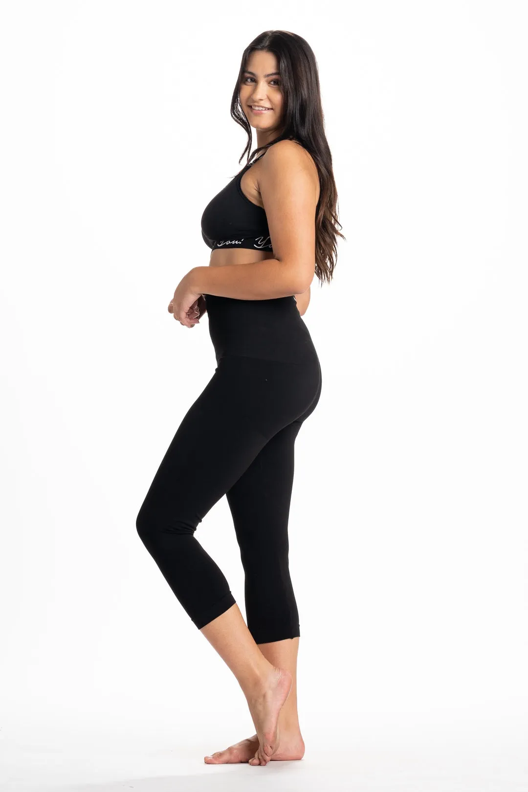 Black Snapback Postpartum Crop Leggings