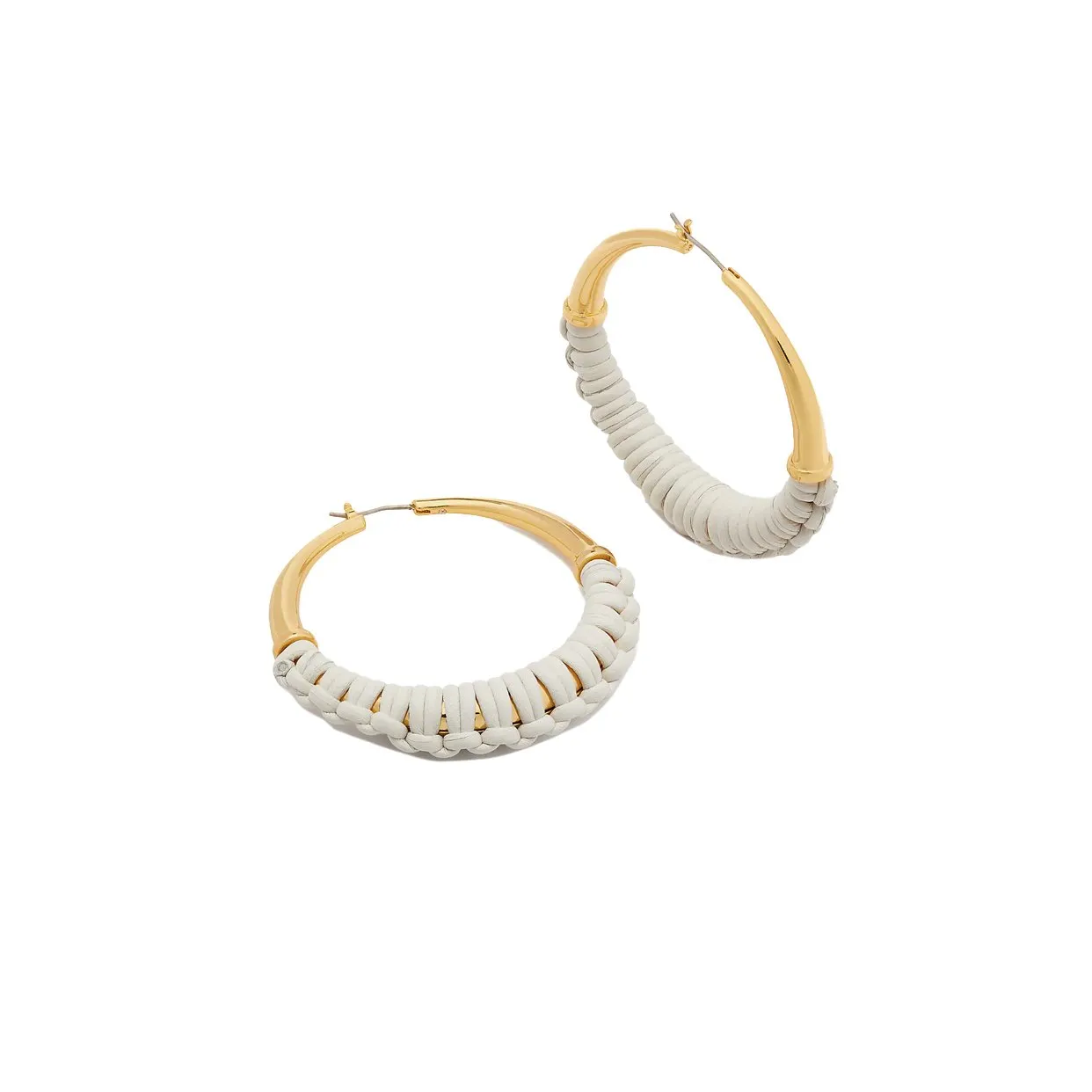 Bohemia Leather Hoops - Cream: Natural Leather Earrings for Sale