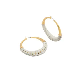 Bohemia Leather Hoops - Cream: Natural Leather Earrings for Sale