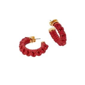 Bohemia Small Red Leather Hoops