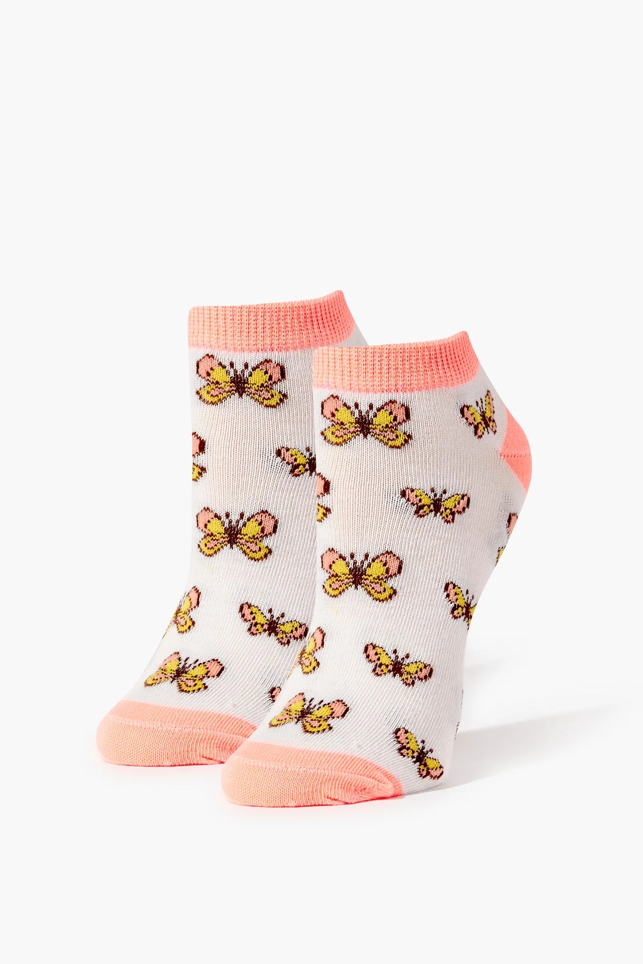 Butterfly pattern ankle socks.