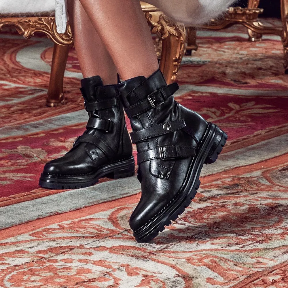 Casimira Buckle Biker Boots