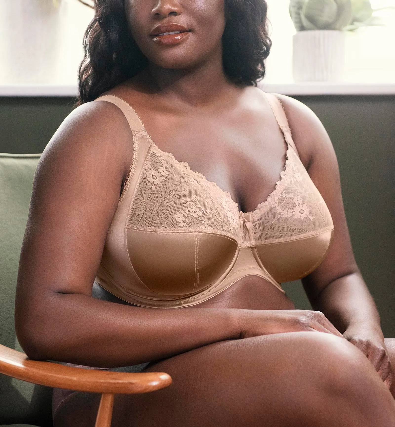 Cassie Lace Top Underwire Bra - Fawn.