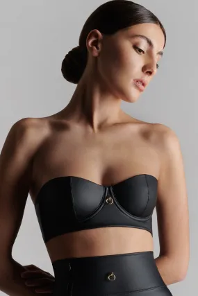 Chamber Black Underwire Bustier Bra.