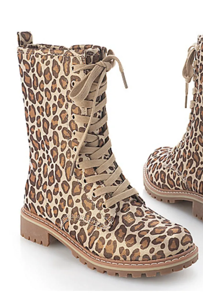 Cheetah Print Combat Boots