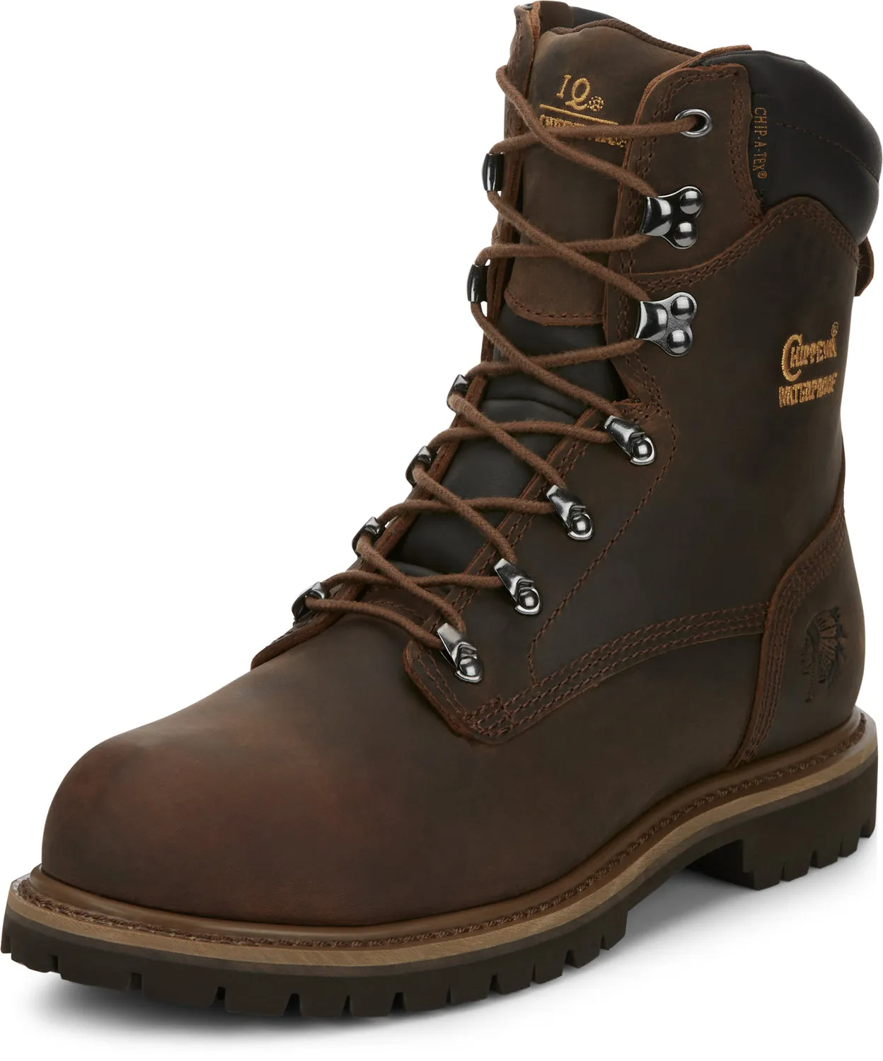 Chippewa Birkhead Work Boots - Waterproof, Steel Toe, 400G Insulated, Tough Bark Leather, Size 10.5 M