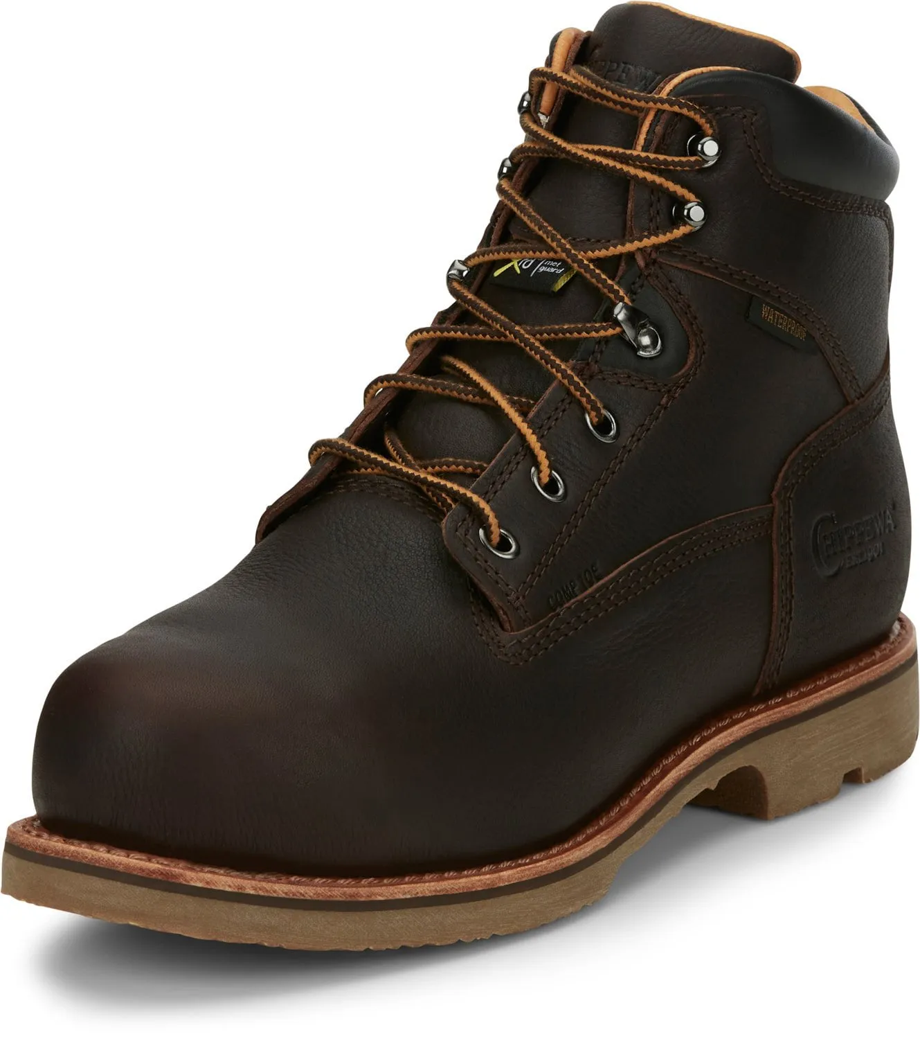 Chippewa Men's 6in Waterproof Met Guard Composite Toe Puncture Resistant Briar Oiled Leather Work Boots