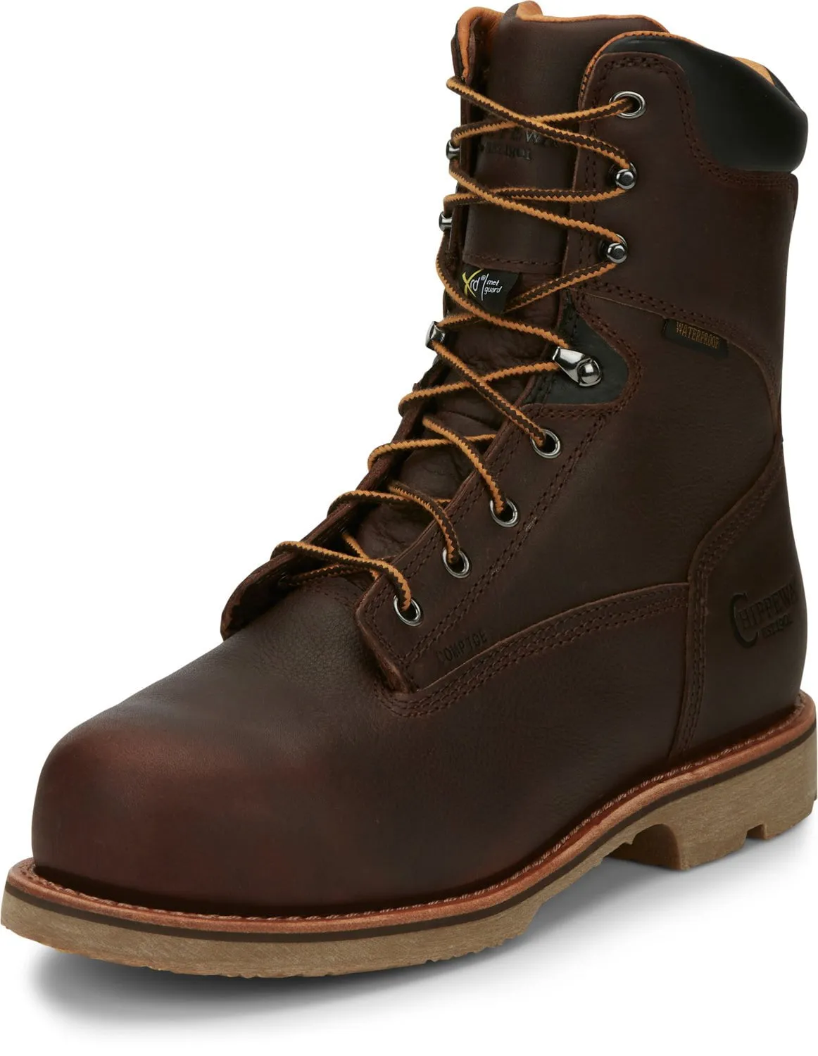 Chippewa Men's 8in Waterproof Met Guard Composite Toe Work Boots in Briar Oiled Leather