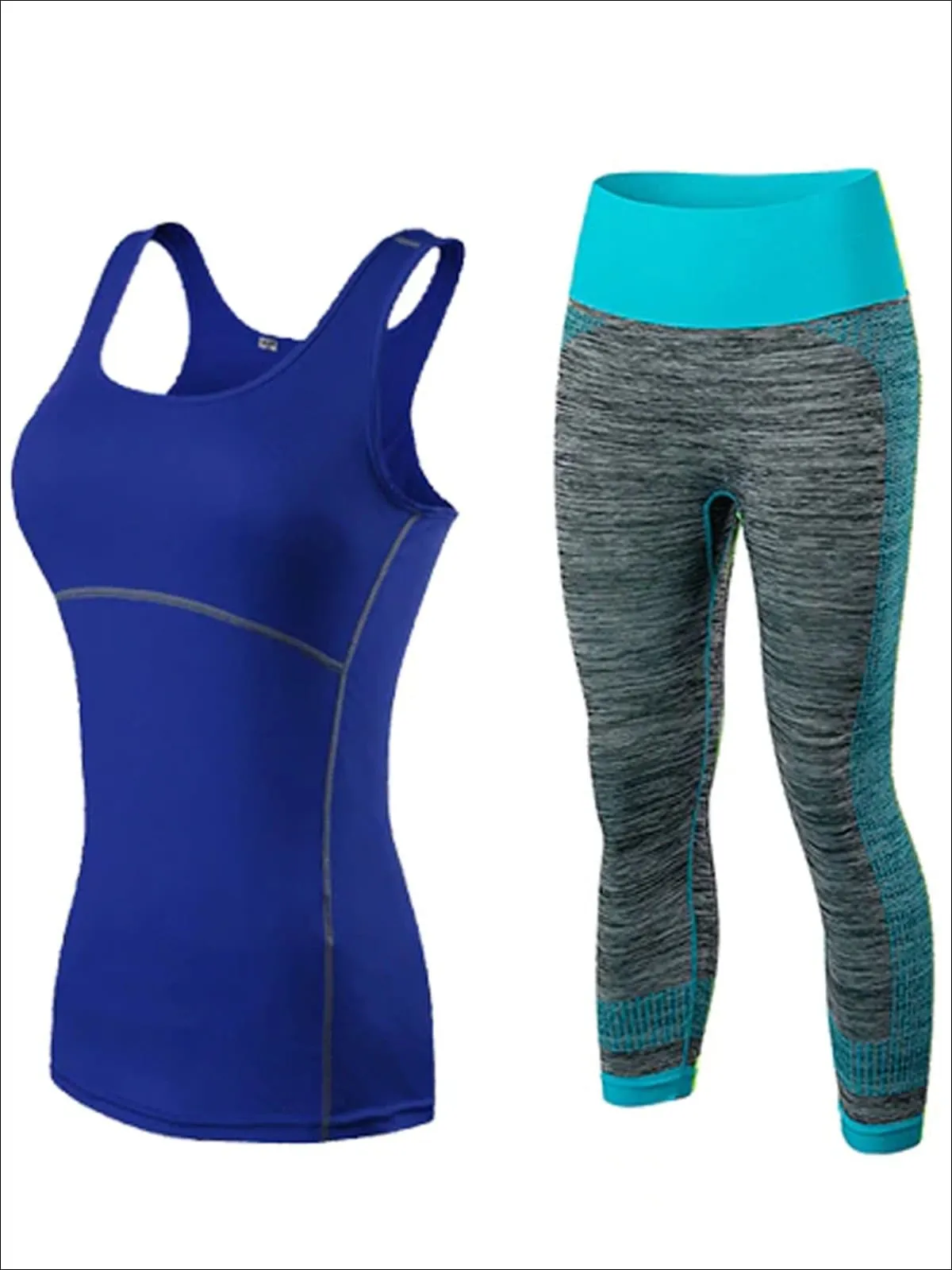 Contrast Stitch Racerback Capri Legging Set for Women