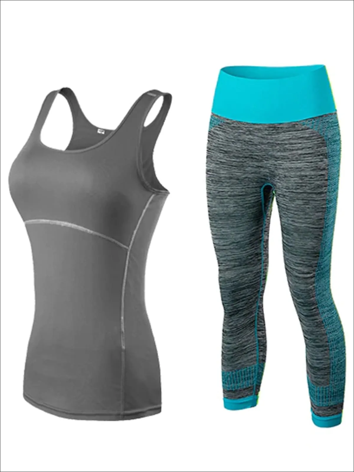 Contrast Stitch Racerback Capri Legging Set for Women