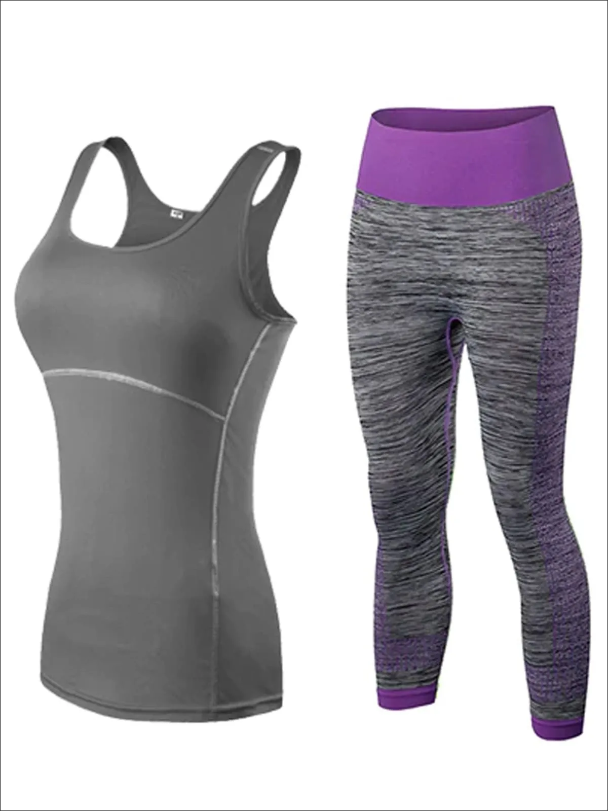 Contrast Stitch Racerback Capri Legging Set for Women