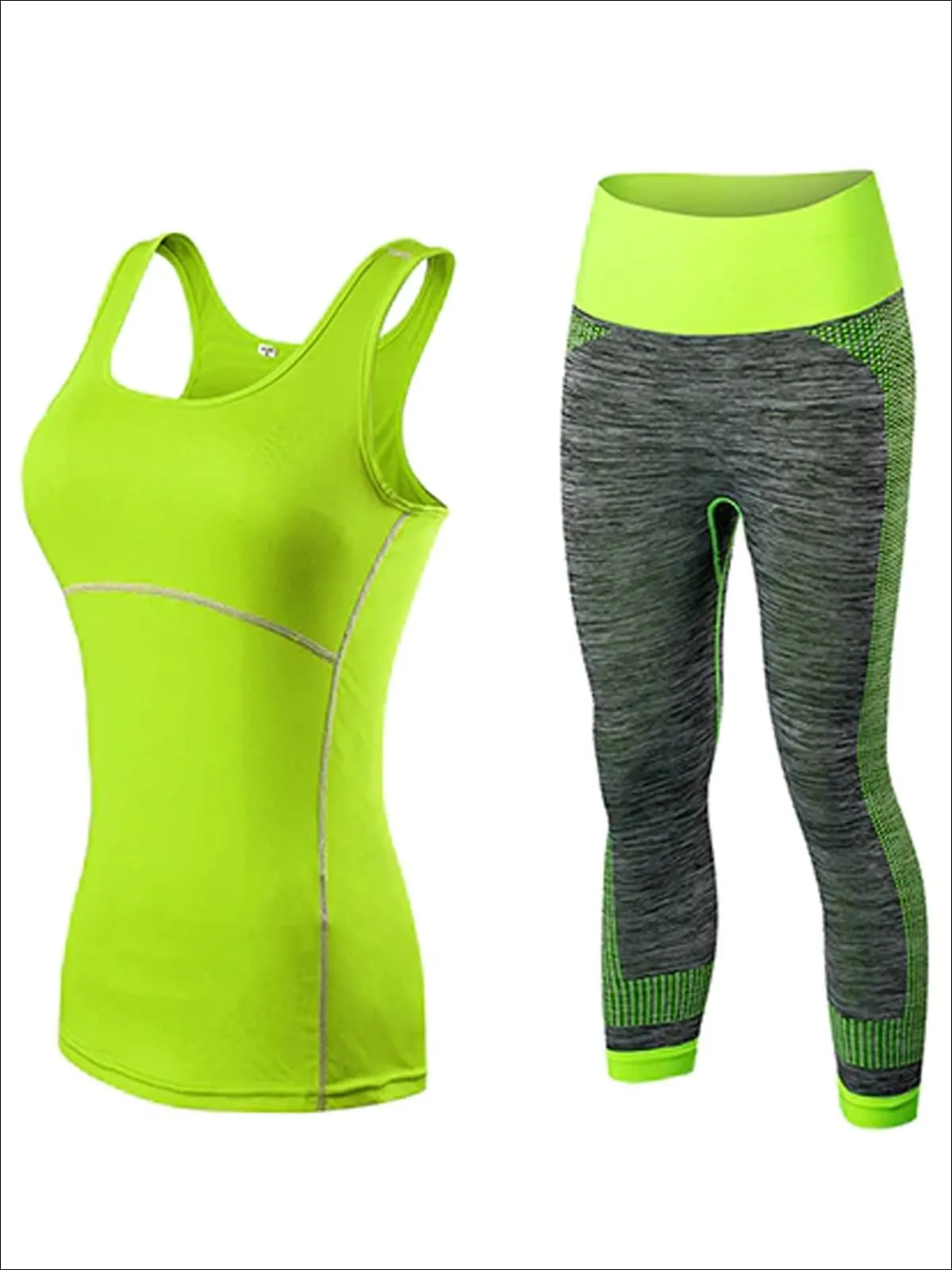 Contrast Stitch Racerback Capri Legging Set for Women