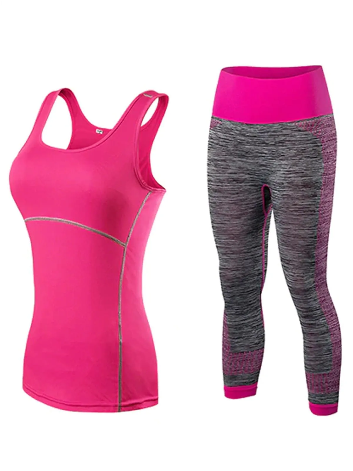 Contrast Stitch Racerback Capri Legging Set for Women