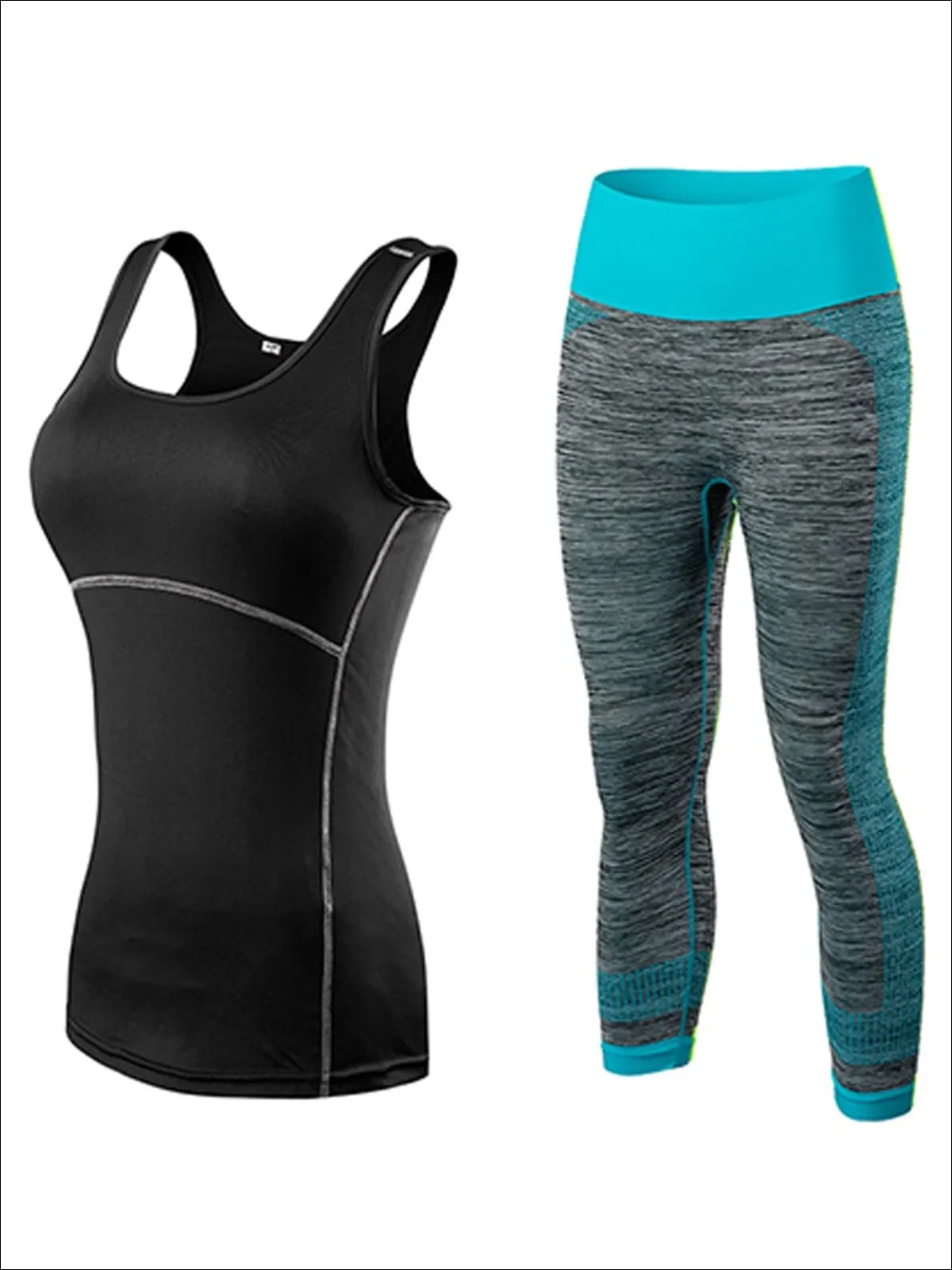 Contrast Stitch Racerback Capri Legging Set for Women